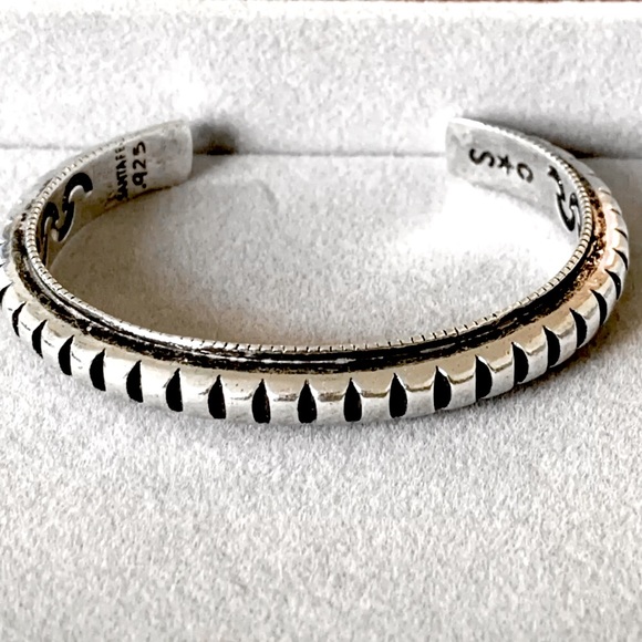 Vintage Sterling Silver Navajo Cuff Bracelet - Picture 1 of 2